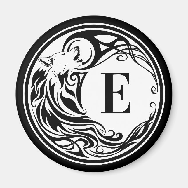 Aimant Monogramme de loup tribal (Devant)