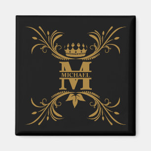 Aimant Monogramme de nom d'or Art déco vintage