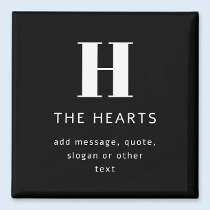 Aimant Monogramme de nom et message moderne éditable   No