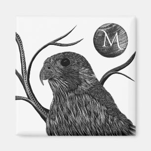 Aimant Monogramme de Pleine lune de faucon