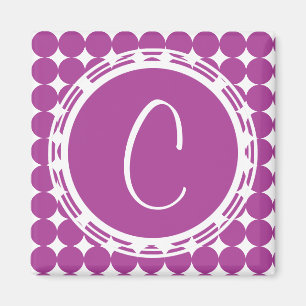 Aimant Monogramme de point Polka violet