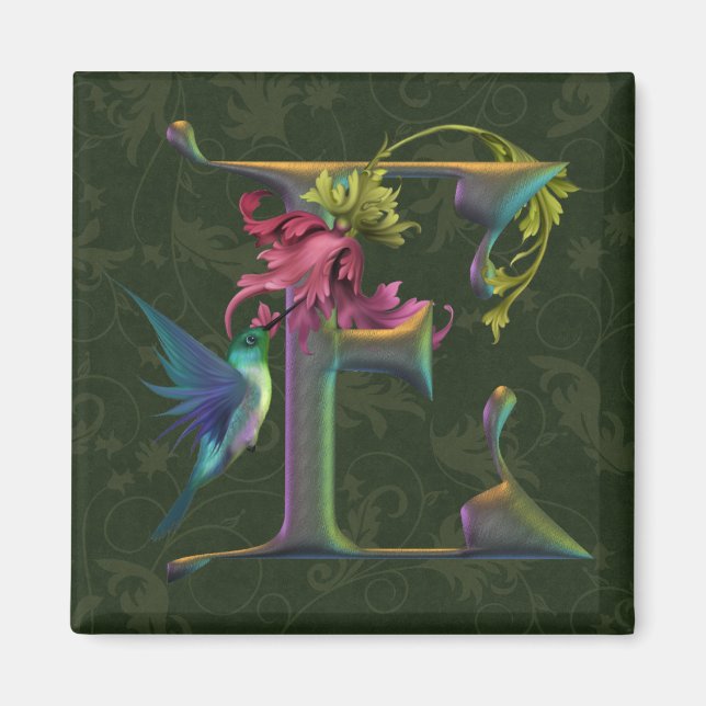 Aimant Monogramme E de colibri (Devant)