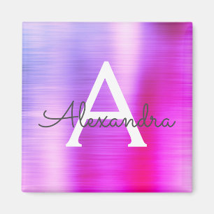 Aimant Monogramme en métal brossé violet