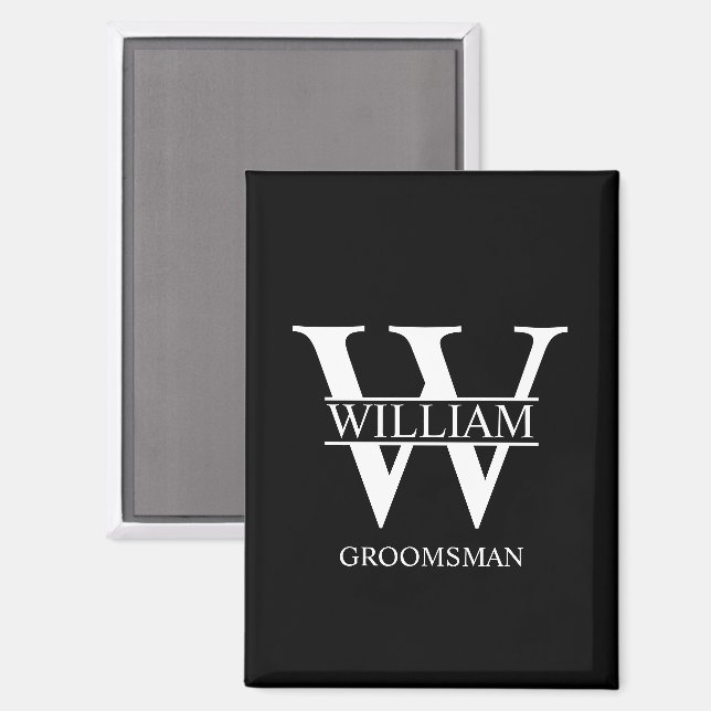 Aimant Monogramme et nom personnalisés des garçons d'honn (Recto/Verso)