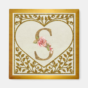 Aimant Monogramme floral personnalisé, de A à Z