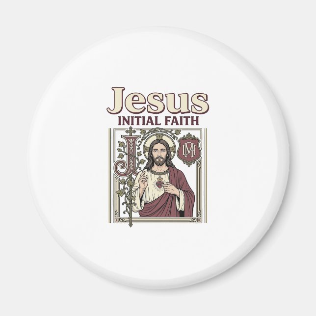 Aimant Monogramme initial de Jésus Foi Monogramme initial (Devant)
