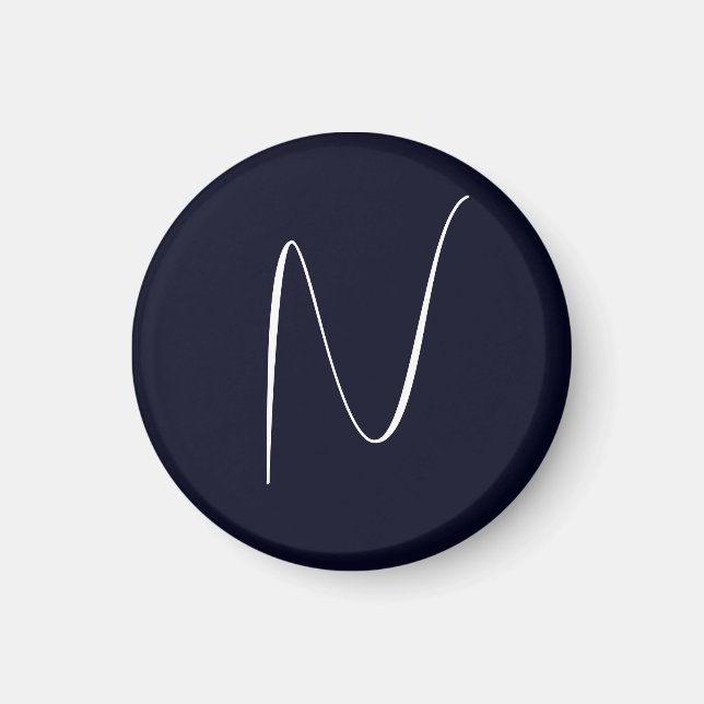 Aimant Monogramme Initial Manuscrit Professionnel Simple (Devant)