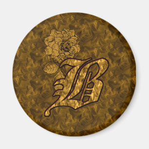 Aimant Monogramme Initiale B Élégante Fleur de Pivoine en
