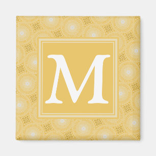 Aimant Monogramme jaune cercles motif