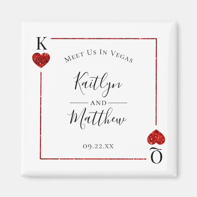 Aimant Monogramme Jeu Carte Mariage Enregistrer La Date (Devant)