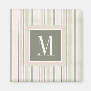 Aimant Monogramme  La Joie du Blanc  Bandes aquarelles