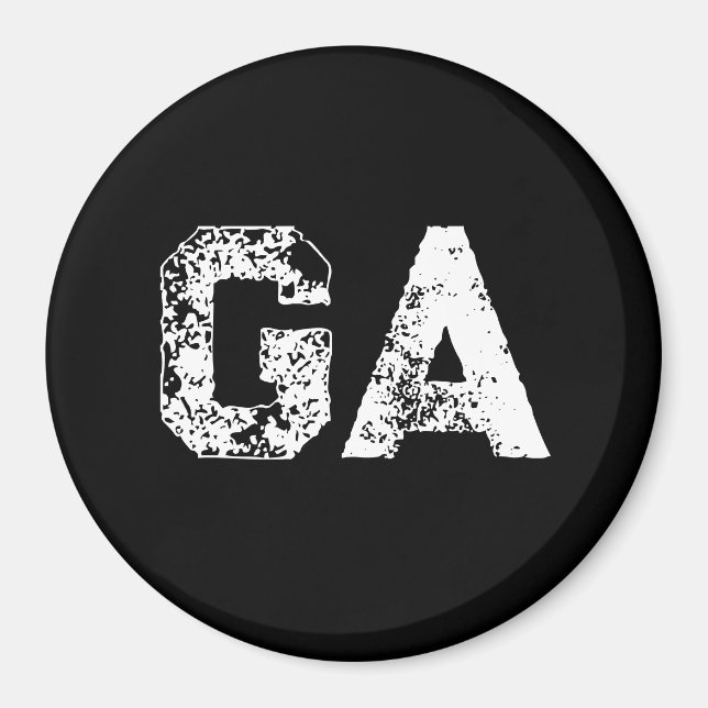 Aimant Monogramme Lettres Initiales Noir Blanc Simple (Devant)