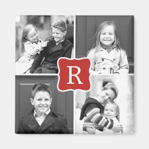 Aimant Monogramme - Magnat photo personnalisé - Rouge