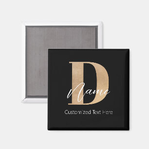Aimant Monogramme moderne Initiale D & Nom Personnel