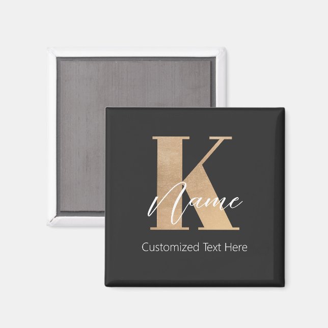Aimant Monogramme moderne Initiale K & Nom Personnel (Recto/Verso)