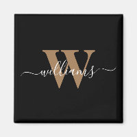 Monogramme moderne Noir Script Nom initial