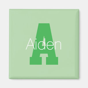 Aimant Monogramme moderne   Pale & Kelly Green