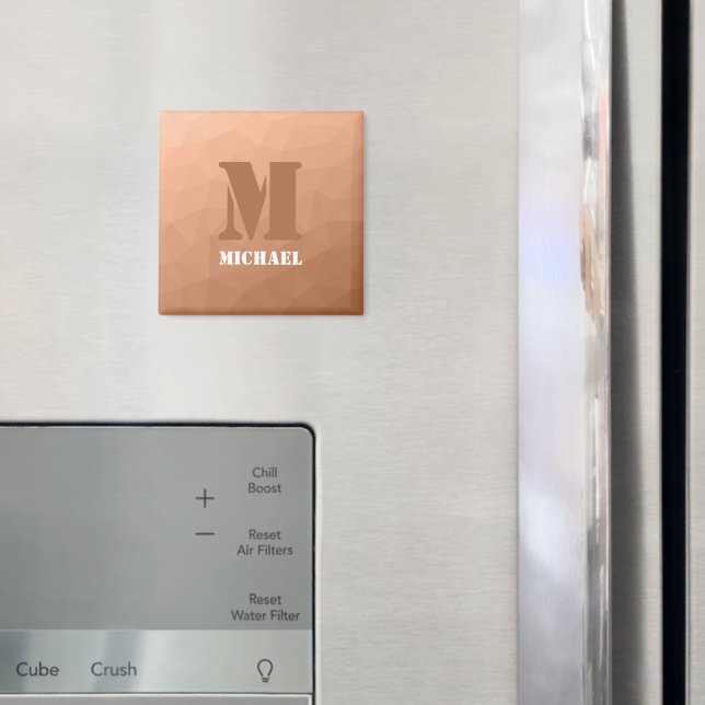 Aimant Monogramme motif de maillage géométrique Peach (In situ (réfrigérateur))