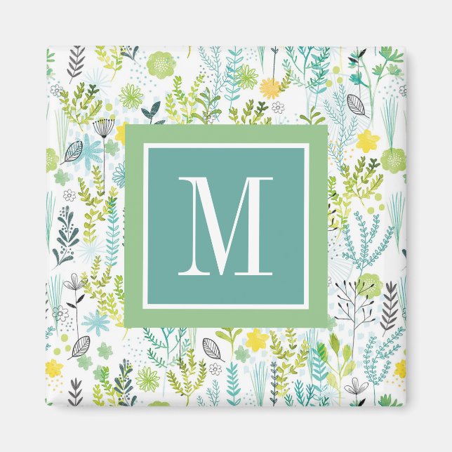 Aimant Monogramme | Motif sauvage et libre (Devant)