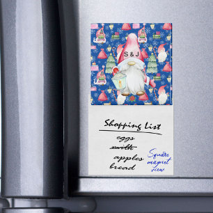 Aimant Monogramme Noël Père Noël Gnome Motif bleu
