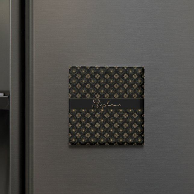 Aimant Monogramme Noir Et Or Moderne (Créateur téléchargé)