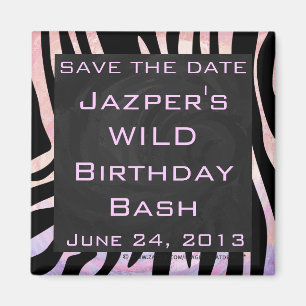 Aimant Monogramme noir et rose Zebra