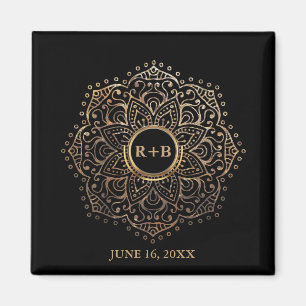 Aimant Monogramme Or Mariage Favor Boho Mandala
