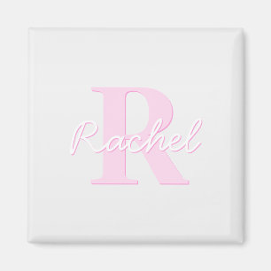 Aimant Monogramme personnalisable   Ombre rose et gris