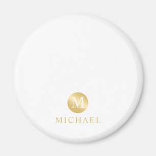 Aimant Monogramme personnalisé de luxe blanc et or