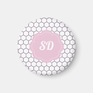 Aimant Monogramme personnalisé Peigne rose pâle