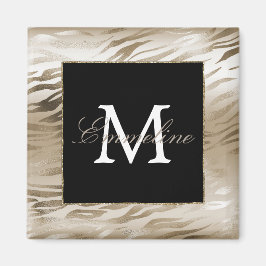 Aimant Monogramme Poster de animal Gold Zebra