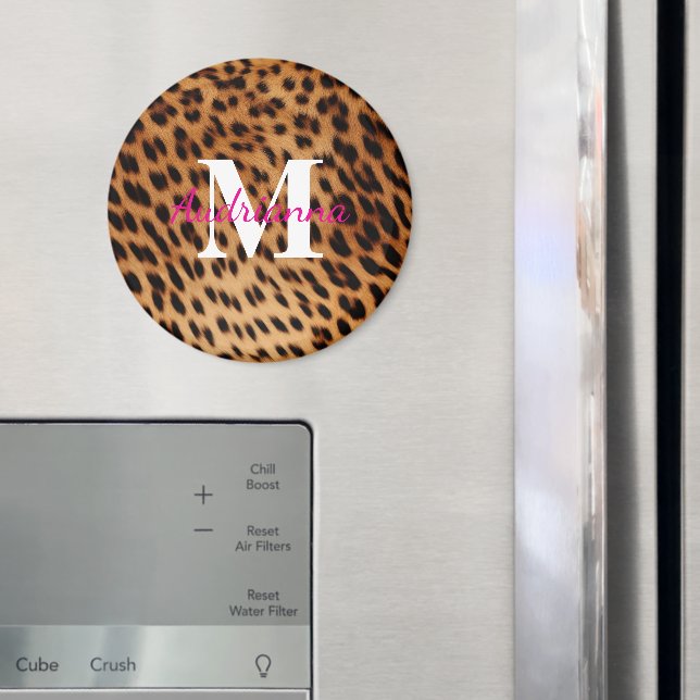 Aimant Monogramme Poster de animal léopard (In situ (réfrigérateur))