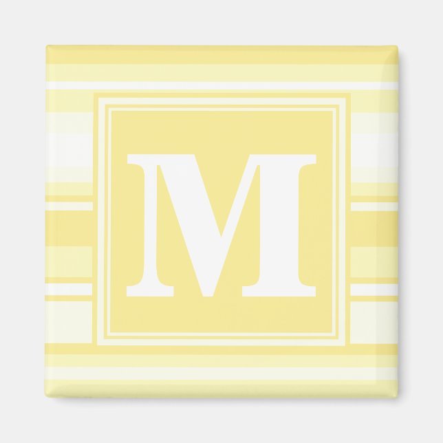 Aimant Monogramme rayures jaunes citron (Devant)