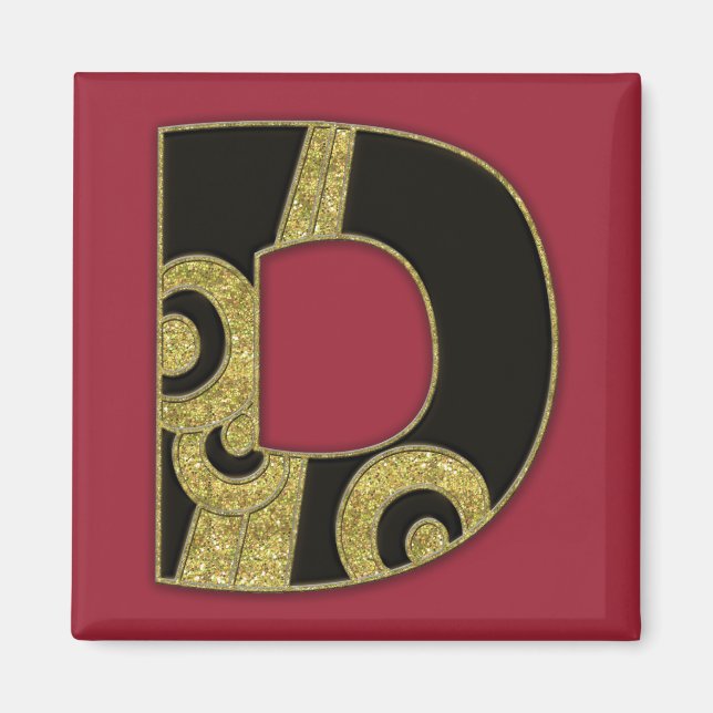 Aimant monogramme rétro - D (Devant)