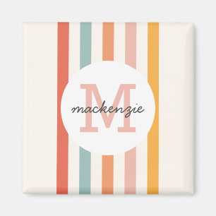 Aimant Monogramme Retro Grandes Colorées Personnalisées