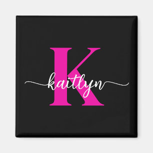 Aimant Monogramme Rose Chaude Noir
