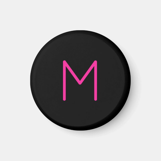 Aimant Monogramme rose et noir moderne modifiable (Devant)