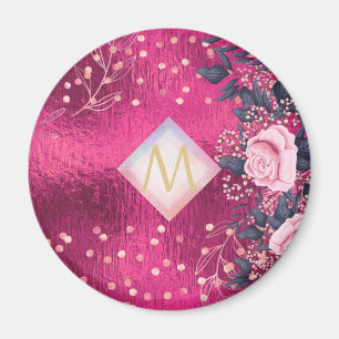 Aimant Monogramme rose métallique Rosegold Marine Parties