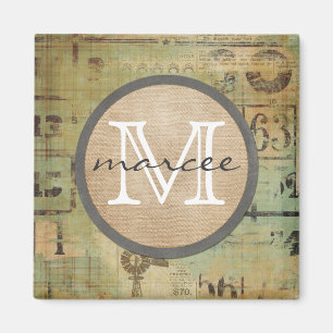 Aimant Monogramme rustique de bingo-test vintage