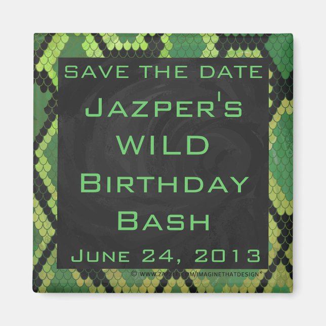 Aimant Monogramme Serpent vert et noir (Devant)