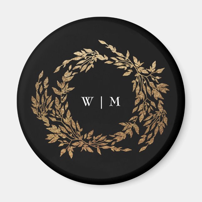 Aimant Monogramme traditionnel Noir Crest Mariage classiq (Devant)