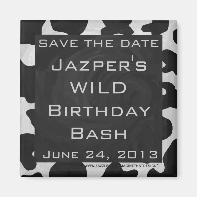 Aimant Monogramme vache noir et blanc (Devant)