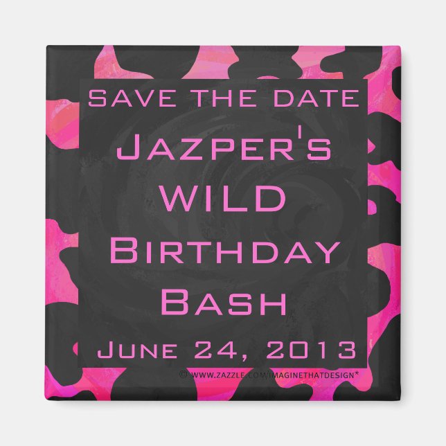 Aimant Monogramme vache rose chaud et noir (Devant)