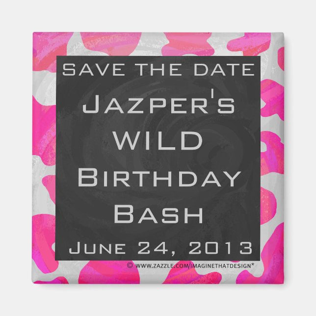 Aimant Monogramme Vache rose et blanc chaud (Devant)