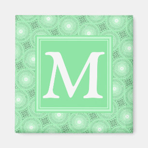 Aimant Monogramme vert ressort cercles motif