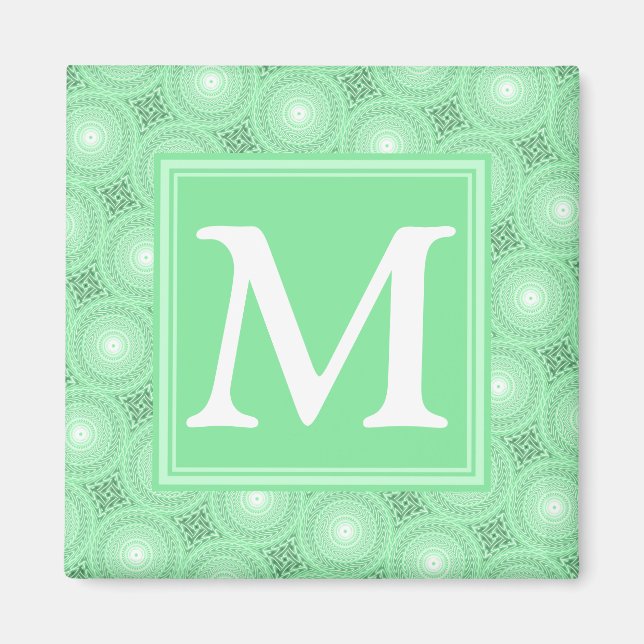 Aimant Monogramme vert ressort cercles motif (Devant)