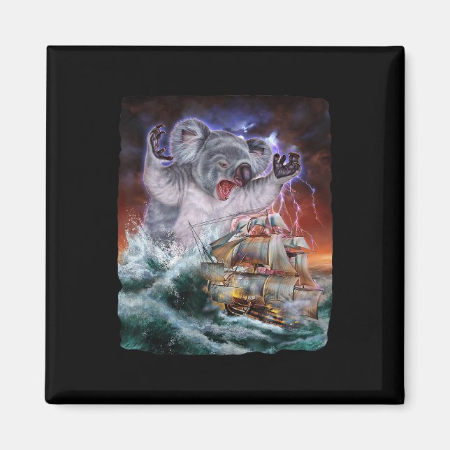 Aimant Monster Koala En Attaque De Kraken À Un Bateau De  (Devant)