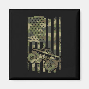 Aimant Monster Trucker Rétro Monster Truck Drapeau Usa 4