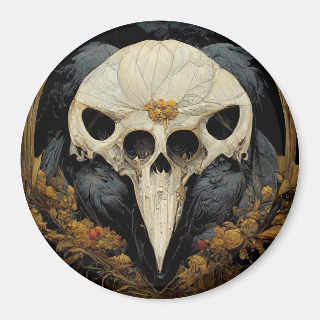 Aimant Monstrous Corbeau Horreur Goth Gothique (Devant)