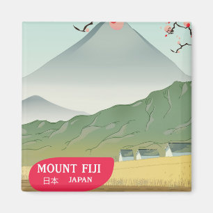 Aimant mont fiji impression de voyage vintage Japon